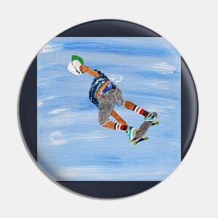 Skateboarder in motion Pin