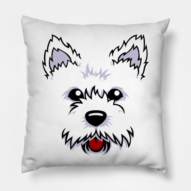 Westie Dog Cute Face Pillow by phoxydesign