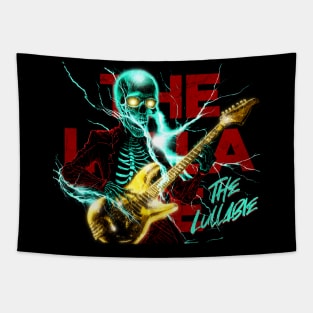 The Lullaby Rock and Roll Punk Rock With Rocker Skeleton Playing Guitar Tapestry