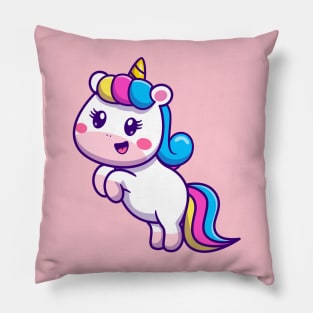 Cute Unicorn Standing Cartoon Pillow