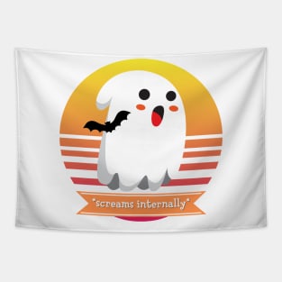 Halloween Cute Ghost is Afraid of Bats *Screams Internally* Tapestry