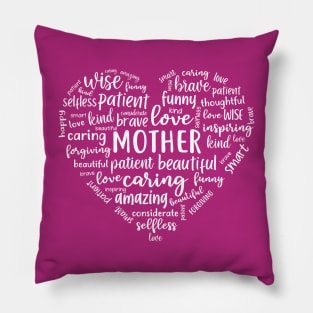 Mother heart, mother word cloud love heart design Pillow