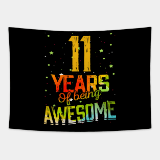 11th Anniversary Gift Vintage Retro 11 Years Of Being Awesome Gifts Funny 11 Years Birthday Men Women Tapestry