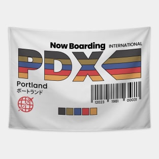 Vintage Portland PDX Airport Label Retro Travel Oregon Tapestry