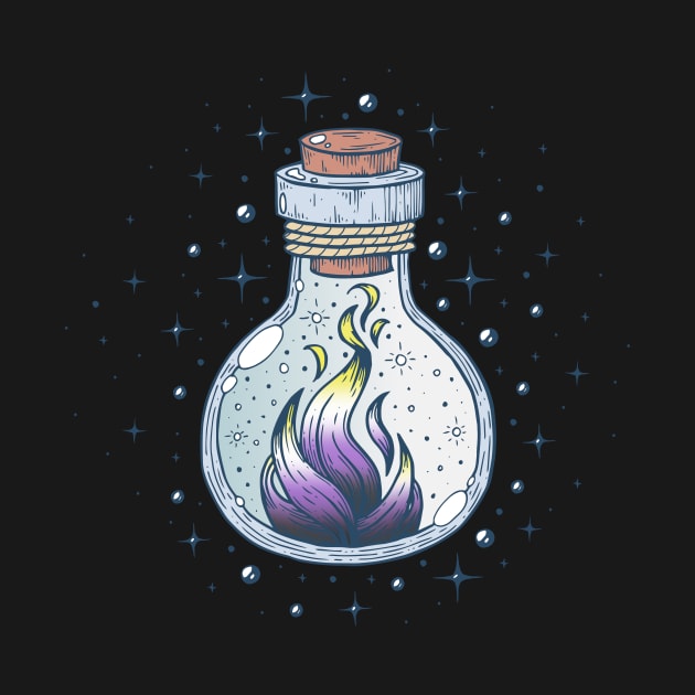 Nonbinary Fire Occult Bottle LGBT Pride Flag by Psitta