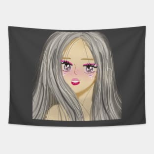 Anime Japanese cartoon style , beautiful girl Tapestry