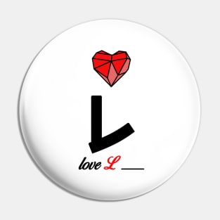 Initial love letter L for valentine Pin
