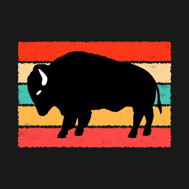 Vintage Wilderness Buffalo Silhouette Retro Inspired Design by Brobocop