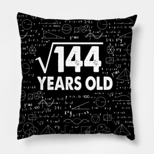 Square Root of 144 12th Birthday 12 Years Old Math Science Lover Gifts Nerdy Geeky Gift Idea Pillow