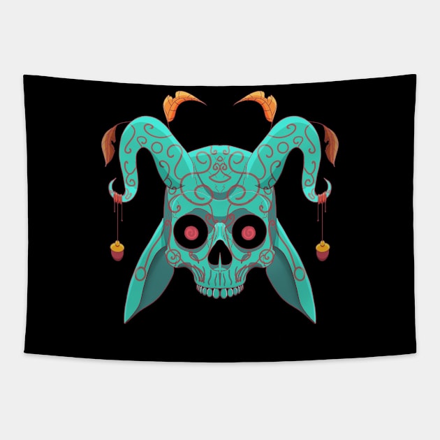 skull of the autumn demon Tapestry by AshmuneinStork