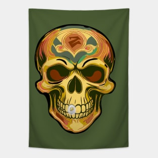 SKULL W/ GOLD TOOTH Tapestry