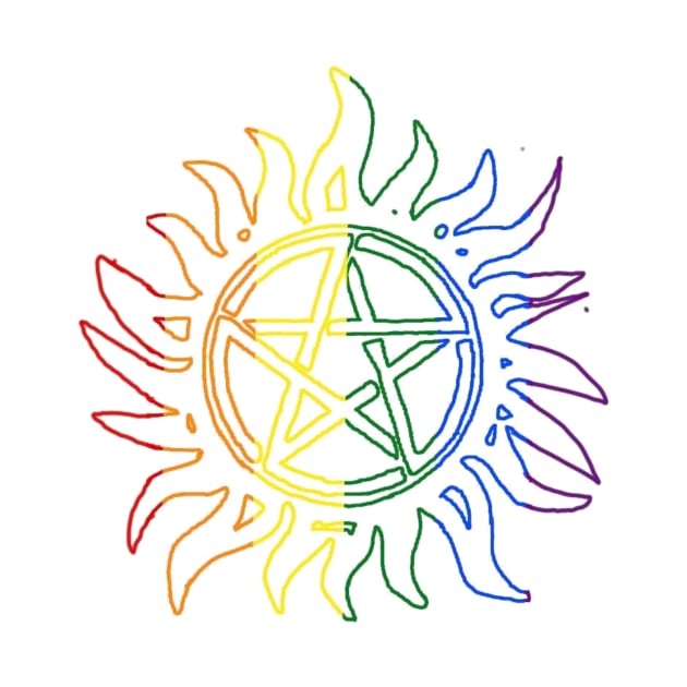 Gay Pride Flag Anti-Possession Symbol by JoannaS