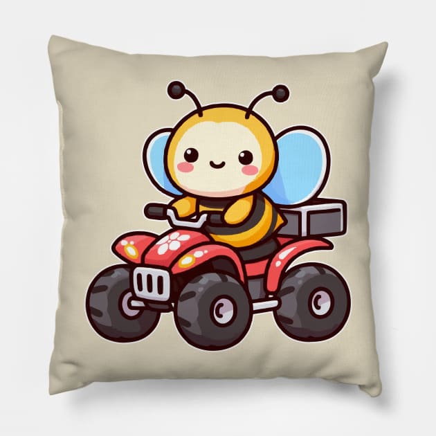 Cute Bee Ride ATV Pillow by fikriamrullah