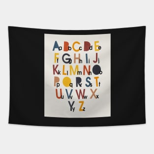 Alphabet, Abstract, Mid century modern kids wall art, Nursery room Tapestry