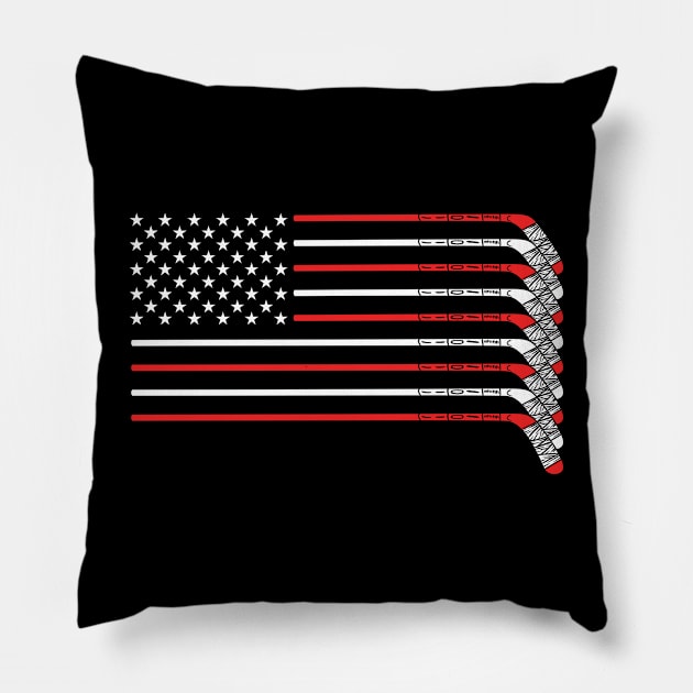 Hockey USA Flag Pillow by hibahouari1@outlook.com