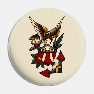 Patriotic Eagle and Anchor Pin