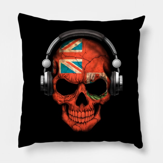 Dark Skull Deejay with Bermuda Flag Pillow by jeffbartels