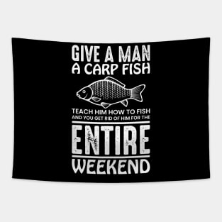 Man Carp Fish Weekend Tapestry
