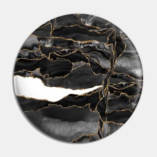 Black and Gold Glitter Agate Pin