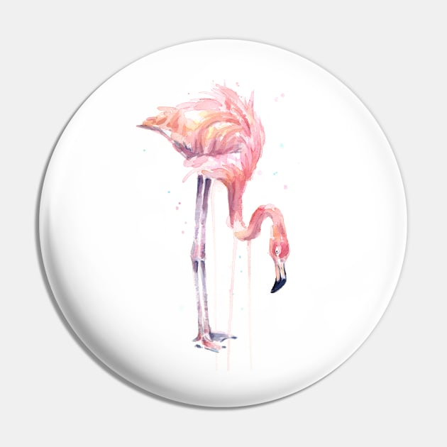 Flamingo Painting Watercolor Pin by Olechka