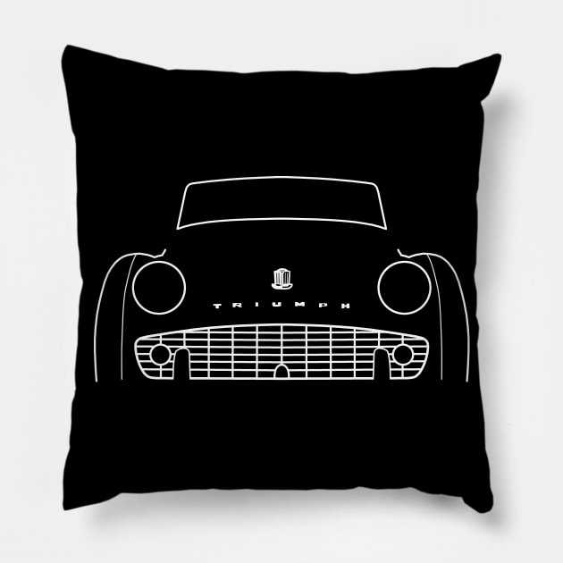 Triumph TR3 classic car outline graphic (white) Pillow by soitwouldseem