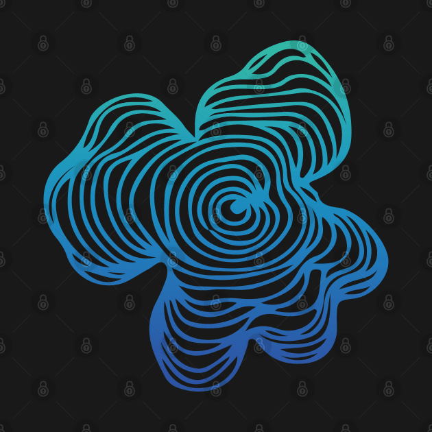 Blue Green Gradient Topography Contour Line Art Graphic Wood Pattern by Ciara Shortall Art