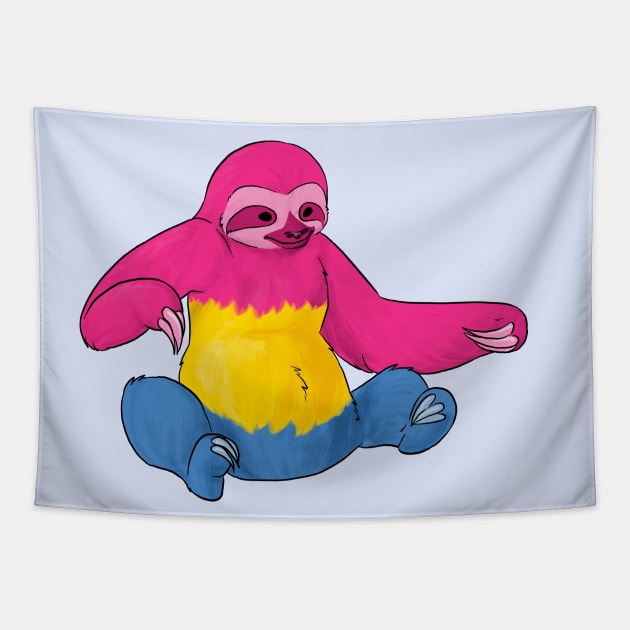 Pansexual Pride Sloth Tapestry by Khalico