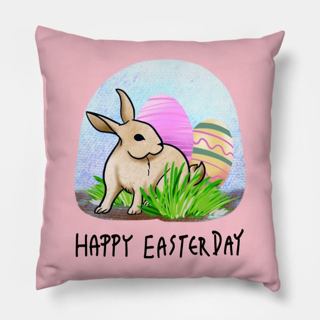 HAPPY Easter Day Pillow by Sabai Art