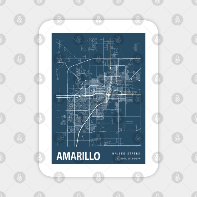 Amarillo Blueprint Street Map, Amarillo Colour Map Prints Magnet by tienstencil