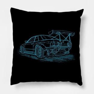 Nissan Skyline GTR R32 Lineart Blueprint Pillow