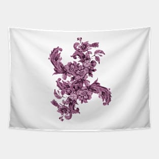 Hand Painted Pink Floral Toile Tapestry