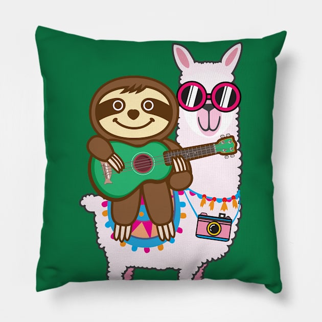 Sloth Llama Ukulele Pillow by Plushism