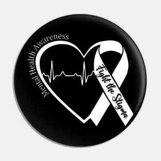 Mental Health Awareness Heart Fight The Stigma Green Ribbon Pin