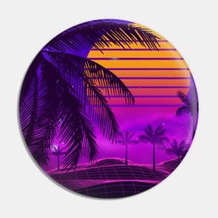 80s sunset synthwave Pin