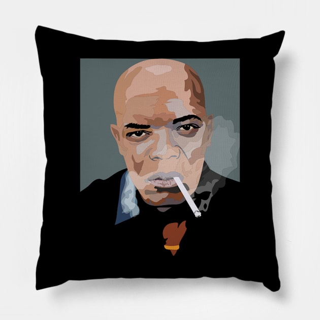 Samuel Jackson Portrait Pillow by Soriagk