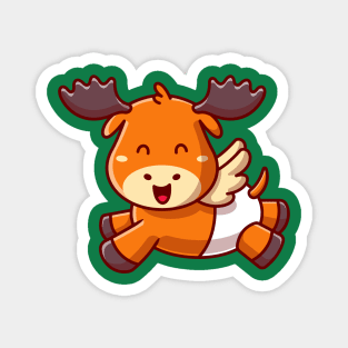 Cute Baby Moose Running Cartoon Magnet