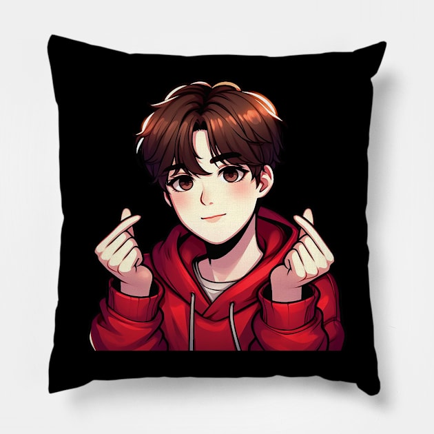 Cool Guy Korean Finger Hearts Kpop Pillow by Plushism