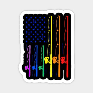 LGBT Pride Spinning Rod Fishing Pole USA Flag Magnet