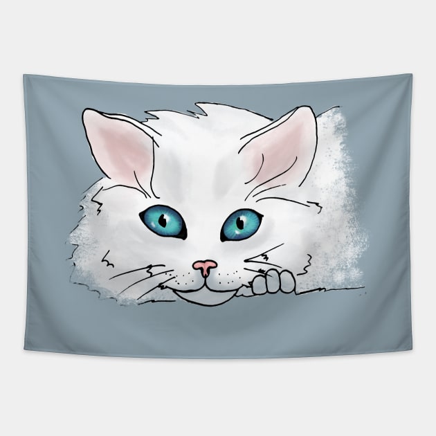 White Cats have the prettiest eyes Tapestry by TheBlueNinja