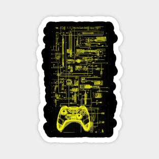 Neon Yellow Video Game Controller Blueprint Magnet