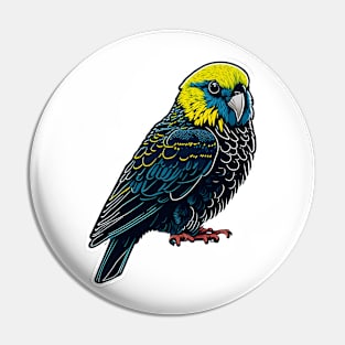 vintage black budgie vector sticker Pin