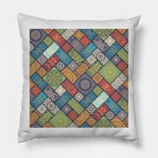 Diagonal Floral Tiles Pattern Pillow