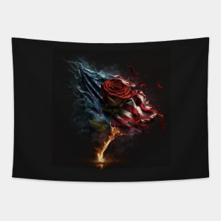 Patriotic Rose American Flag Art Tapestry