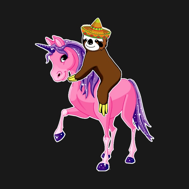 Sloth rides Unicorn Cinco de mayo by Tucker0231