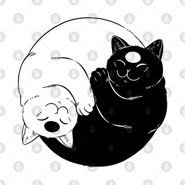 Yin Yang cute sleeping Cats by OccultOmaStore