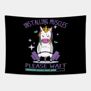 Installing Muscles Please Wait Shirt - Funny Unicorn Fitness Tank Top Tapestry