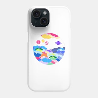 Bright clouds and space planets - Colourful Phone Case