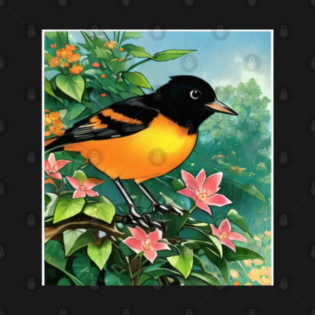 Cuteness of Baltimore Orioles The Orange Oriole Bird with Vintage Orchard Oriole Bird by DaysuCollege