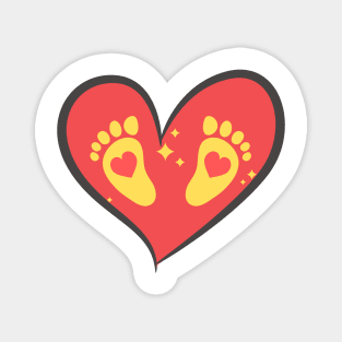 Baby Footprint In Heart, Baby Feet Magnet