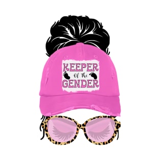 Messy Bun Keeper of the Gender Ready to Press - Messy Bun With Hat and Sunglasses T-Shirt